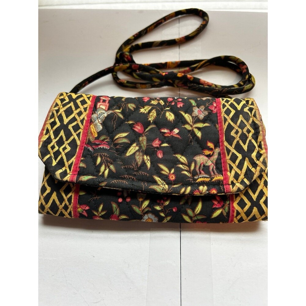 Vera Bradley Black and Gold Floral Crossbody Bag